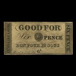 Canada, Cuvillier & Fils, 6 pence <br /> 10 juillet 1837