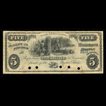 Canada, Jewett & Pitcher, 5 dollars <br /> 1 décembre 1873