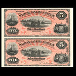 Canada, Halifax Banking Company, 5 dollars <br /> 1 janvier 1887