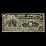 Canada, Bank of Hamilton, 5 dollars <br /> 2 janvier 1904