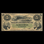 Canada, Niagara District Bank, 5 dollars <br /> 1 juillet 1872