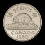 Canada, Élisabeth II, 5 cents <br /> 1969