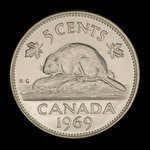 Canada, Élisabeth II, 5 cents <br /> 1969