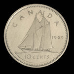 Canada, Élisabeth II, 10 cents <br /> 1969