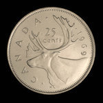 Canada, Élisabeth II, 25 cents <br /> 1969