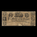 Canada, Bank of the People, 4 dollars <br /> 9 octobre 1840