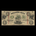 Canada, Molsons Bank, 1 piastre <br /> 1 octobre 1855