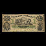 Canada, Royal Canadian Bank, 1 dollar <br /> 4 juillet 1865