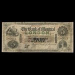 Canada, Banque de Montréal, 5 dollars <br /> 2 janvier 1857
