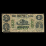 Canada, Peoples Bank of New Brunswick, 1 dollar <br /> 1 décembre 1881