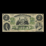 Canada, Peoples Bank of New Brunswick, 2 dollars <br /> 2 janvier 1874