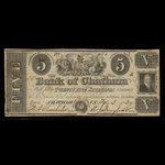 Canada, Colonial Bank of Chatham, 5 dollars <br /> 3 février 1837