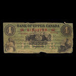 Canada, Bank of Upper Canada (York), 4 dollars <br /> 2 juillet 1859