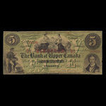 Canada, Bank of Upper Canada (York), 5 dollars <br /> 1 janvier 1861