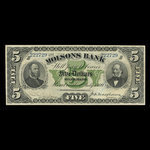 Canada, Molsons Bank, 5 dollars <br /> 3 juillet 1899
