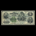 Canada, Molsons Bank, 4 dollars <br /> 1 juin 1875
