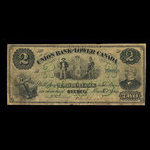 Canada, Union Bank of Lower Canada, 2 dollars <br /> 1 mars 1866