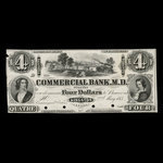 Canada, Commercial Bank of the Midland District, 4 dollars <br /> 2 mai 1855