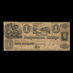 Canada, Niagara Suspension Bridge Bank, 1 dollar <br /> 3 avril 1837
