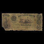 Canada, Ontario Bank, 2 dollars <br /> 15 août 1857