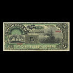 Canada, Union Bank of Newfoundland, 5 dollars <br /> 1 mai 1889