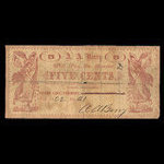Canada, A.A. Barry, 5 cents <br /> 18 octobre 1862