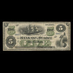 Canada, Bank of Acadia, 5 dollars <br /> 2 décembre 1872