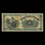 Canada, Banque Royale du Canada, 5 dollars <br /> 2 janvier 1901