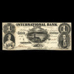 Canada, International Bank of Canada, 1 dollar <br /> 15 septembre 1858