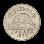 Canada, Georges VI, 5 cents <br /> 1939