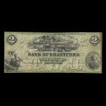 Canada, Bank of Brantford, 2 dollars <br /> 1 novembre 1859