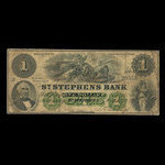 Canada, St. Stephen's Bank, 1 dollar <br /> 1 octobre 1873