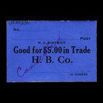 Canada, Compagnie de la Baie d'Hudson, 5 dollars <br /> 1927