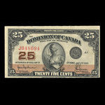 Canada, Dominion du Canada, 25 cents <br /> 2 juillet 1923
