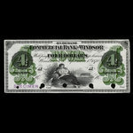 Canada, Commercial Bank of Windsor, 4 dollars <br /> 1 septembre 1870