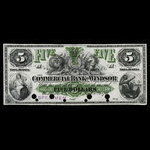 Canada, Commercial Bank of Windsor, 5 dollars <br /> 1 septembre 1870