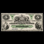 Canada, Commercial Bank of Windsor, 5 dollars <br /> 1 juillet 1871