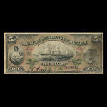Canada, Merchants' Bank of Halifax, 5 dollars <br /> 1 mai 1890