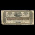 Canada, Merchants' Bank, 20 dollars <br /> 1 octobre 1864