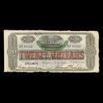 Canada, Merchants' Bank of Halifax, 20 dollars <br /> 1 octobre 1869