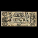 Canada, Banque de Québec, 5 dollars <br /> 1 novembre 1853