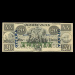 Canada, Banque de Québec, 20 dollars <br /> 1863