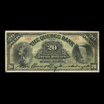 Canada, Banque de Québec, 20 dollars <br /> 3 janvier 1898
