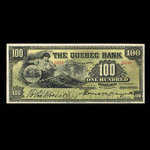 Canada, Banque de Québec, 100 dollars <br /> 3 janvier 1898