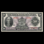 Canada, Banque Royale du Canada, 50 dollars <br /> 3 janvier 1927