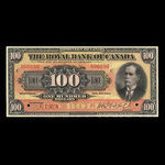 Canada, Banque Royale du Canada, 100 dollars <br /> 2 janvier 1913