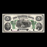 Canada, Traders Bank of Canada, 5 dollars <br /> 2 juillet 1885
