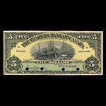 Canada, Traders Bank of Canada, 5 dollars <br /> 2 janvier 1909