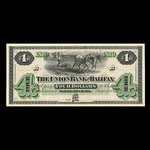 Canada, Union Bank of Halifax, 4 dollars <br /> 1 juin 1870