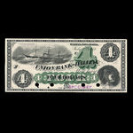 Canada, Union Bank of Halifax, 4 dollars <br /> 1 juillet 1871